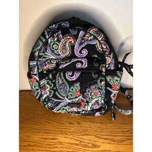 vera bradley kiev paisley mini backpack black fabric purple green